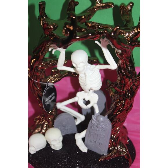 Bath & Body Works Dancing Skeleton In Tree Glow In The Dark Candle Holder - Picture 2 of 8